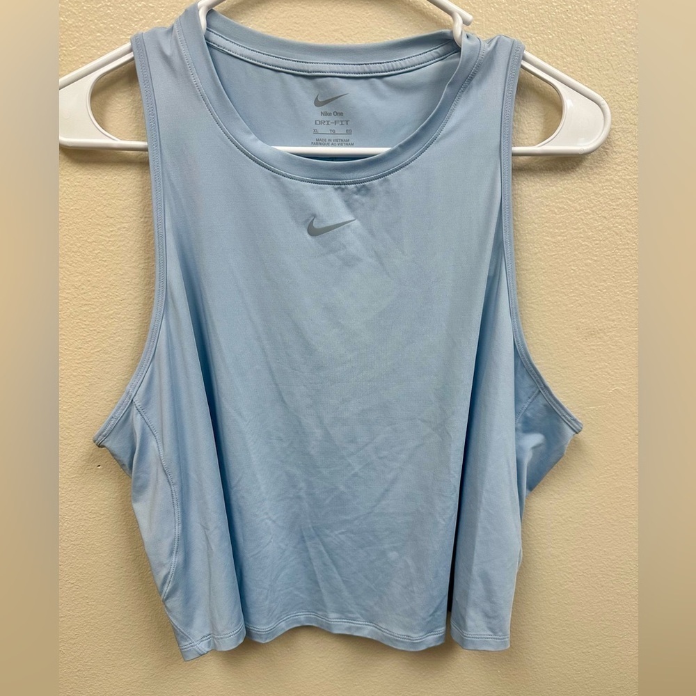 Nike Women's Blue Dri-Fit Cropped Tank Running size XL Activewear
